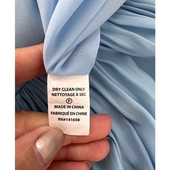 Ramy Brook Nicola One-Shoulder Tiered Ruffle Maxi Dress, Misty Blue, Medium, EUC - Picture 7 of 8